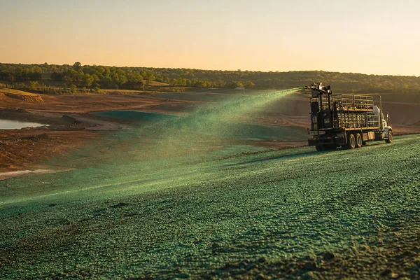 Commercial-scale hydroseeding operation on a Florida development site